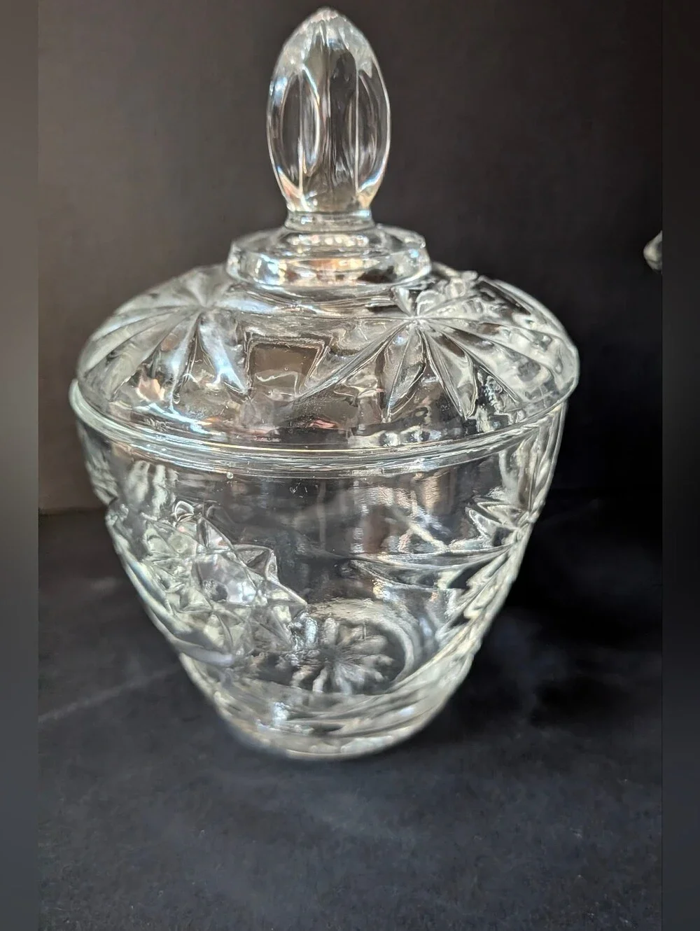 VTG MCM Anchor Hocking Cream And Sugar Pressed Glass Set Prescut Star Of David
